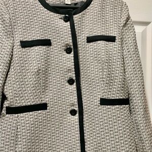 Women's Tweed Blazer Jewled Neckline Sz 16